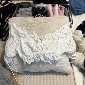 White ruffle crop top